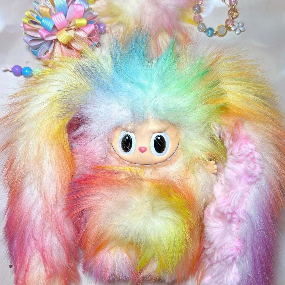 Custom Rainbow Labubu The Monsters Plush Keychain with Bonus Accessories - Picture 3 of 5